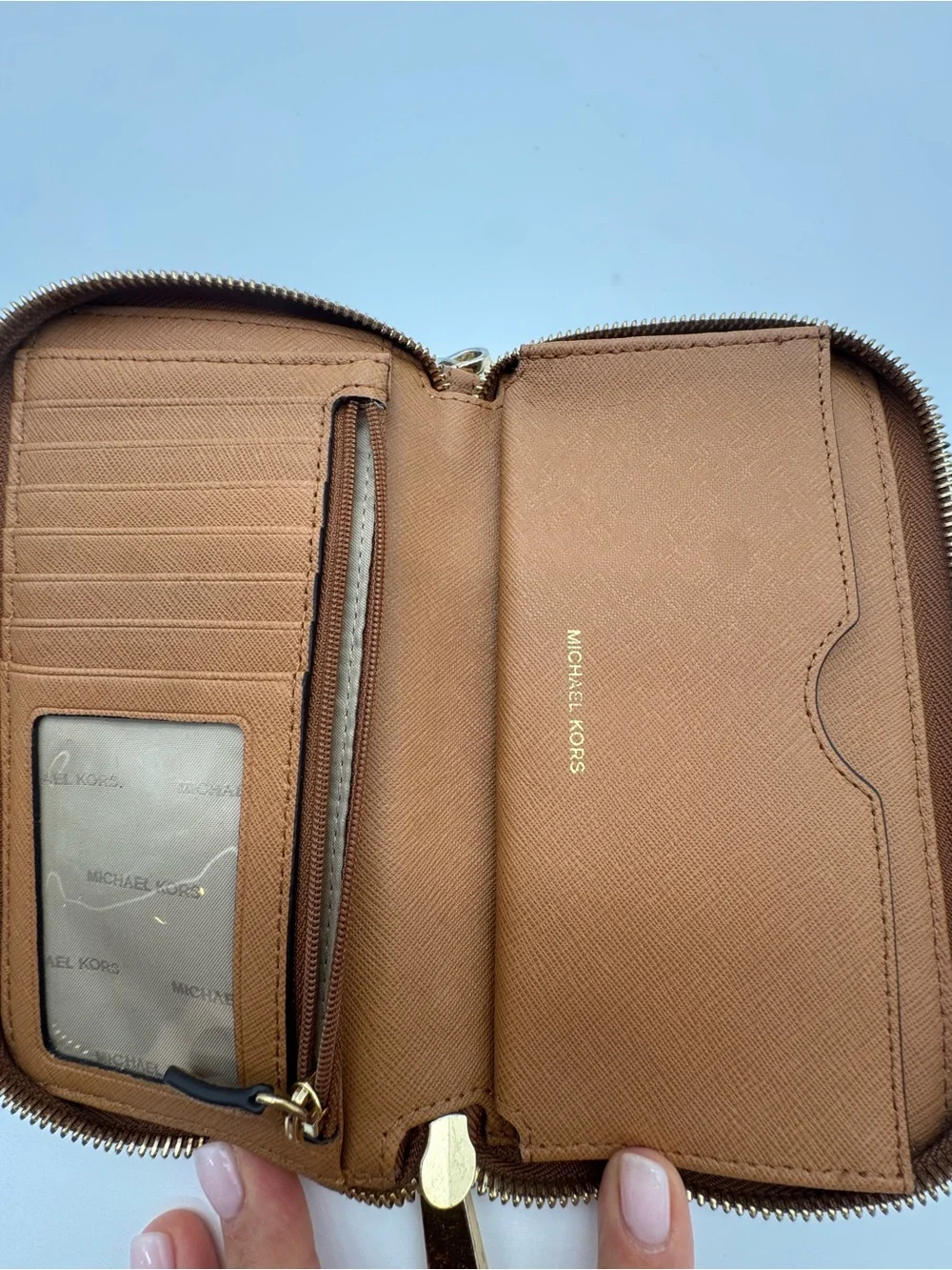 Michael Kors Tan Saffiano Leather Wristlet Wallet
